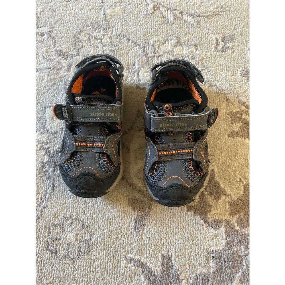 Stride Rite Black and Orange Toddler Active Sandals